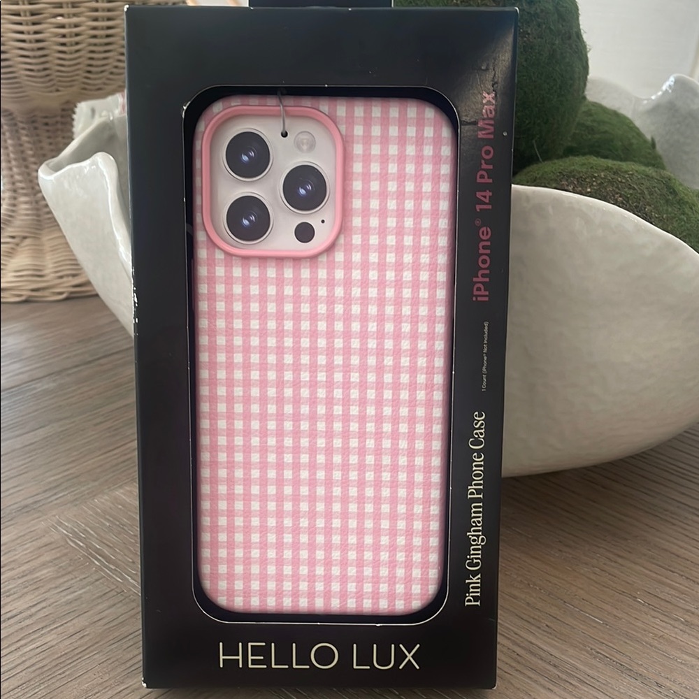 Target brand hello lux Pink Gingham iPhone 14 Pro Max Case